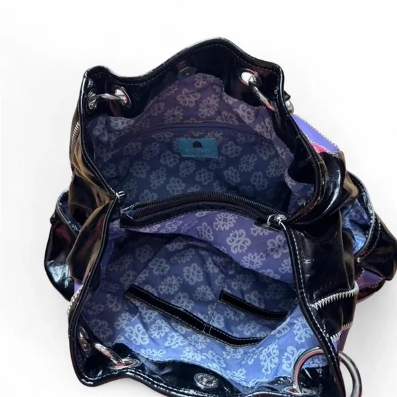 Vintage Y2K Kathy Van Zeeland patchwork patent shoulder bag 🖤💋🎨 - Picture 6 of 7